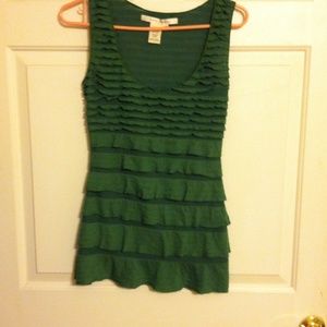 Max Studio Green Ruffled Top Size XS