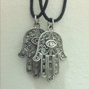 Set of (2) hamsa necklaces