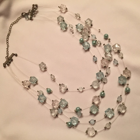 Ice green & clear fashion necklace.