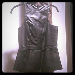 Faux leather peplum top