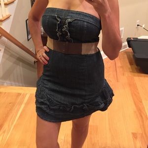 Denim strapless mini dress