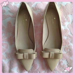 💕Kate Spade New York Pointed Toe Bow Nude Pump
