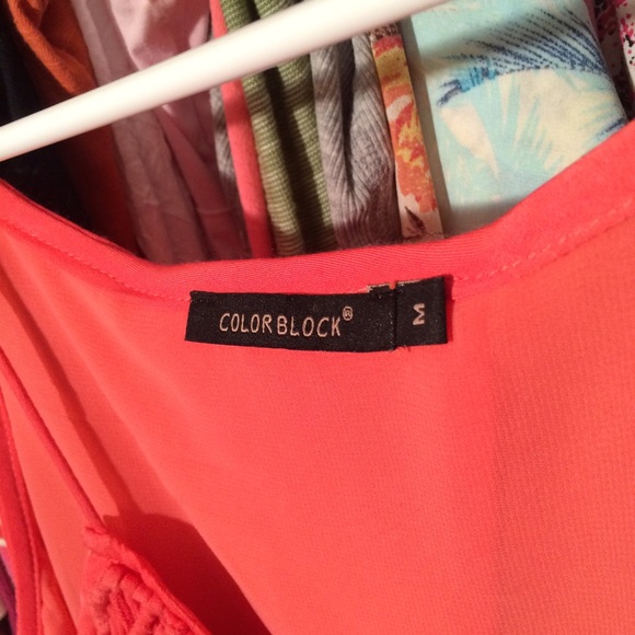 Orange coral spaghetti strap top sz M - Picture 3 of 4