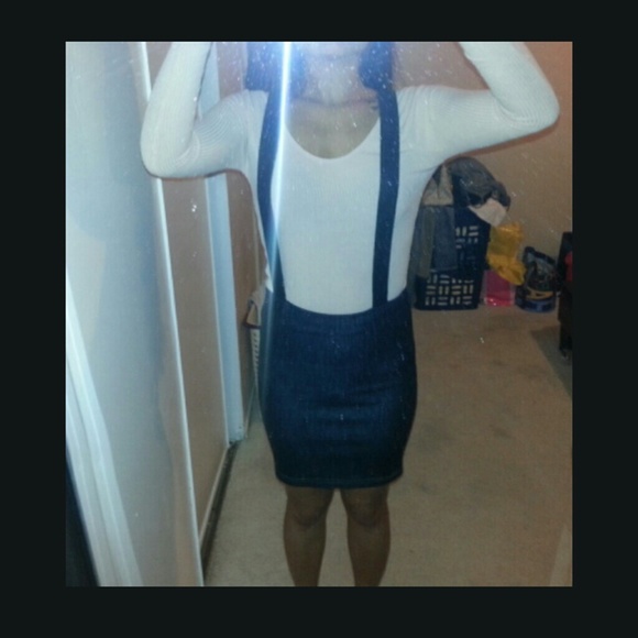 Forever 21 dark denim overall pencil skirt - Picture 3 of 4