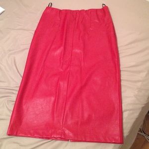 Red leather skirt