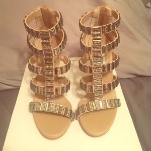 Tan and rhinestone scrappy heel!