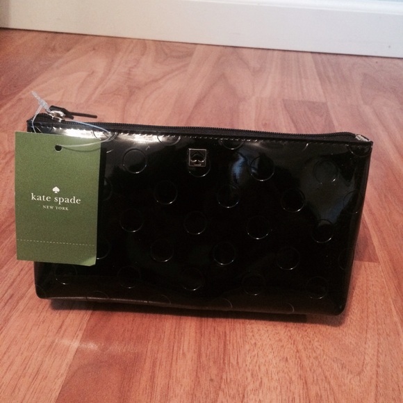 kate spade Handbags - Black Patent Leather Polka Dot Makeup/Cosmetic Bag