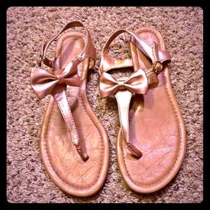 LC Lauren Conrad rose gold thong sandal w/ bow