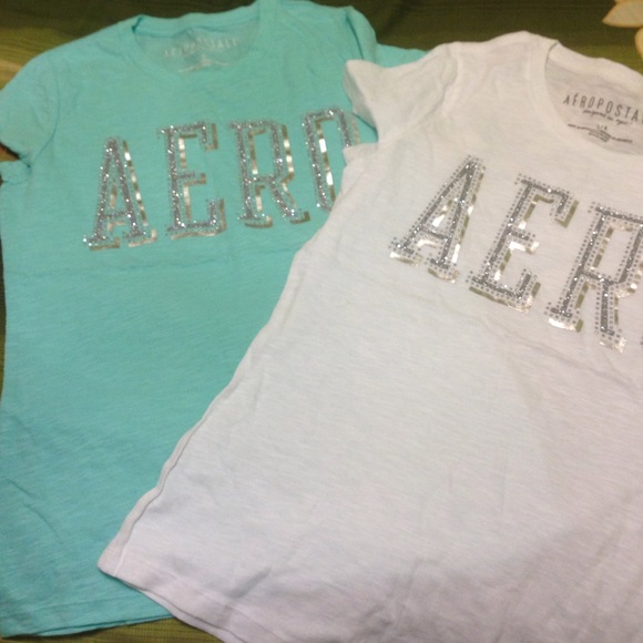 White and light blue Aeropostale t shirts NWT