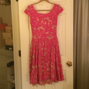Anthro pink garden dress