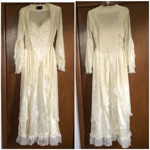 Cream Velvet (and taffeta?) gothic dress