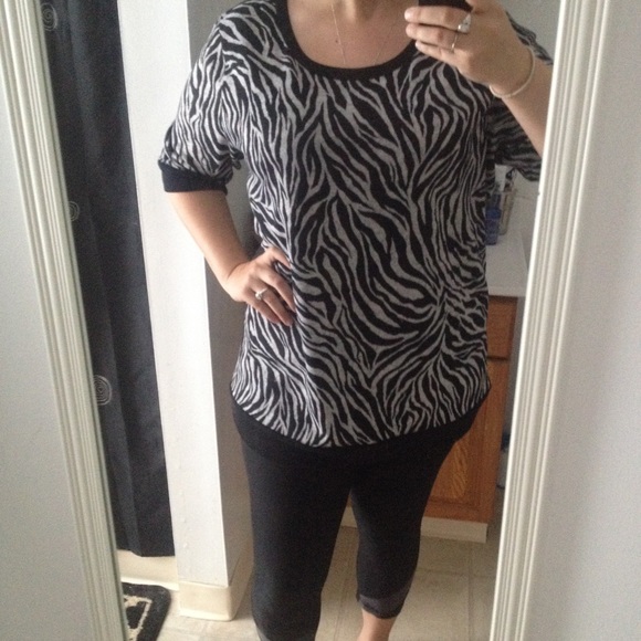 3x zebra print top with lace back panel