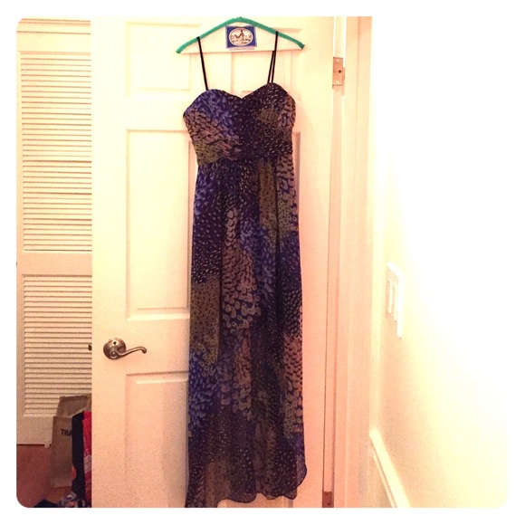 Max & Cleo High Low Peacock Print Dress - Picture 1 of 4