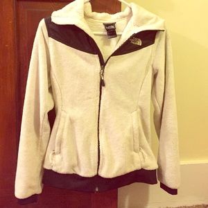 White and Black Hooded North Face