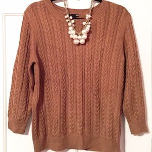 Camel Brown Cable Knit Sweater (H&M)