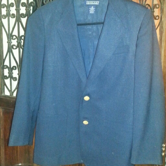 Vintage Lands End 3/4 sleeve navy wool blazer