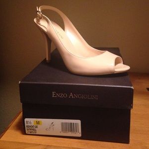 Nude patent leather heels
