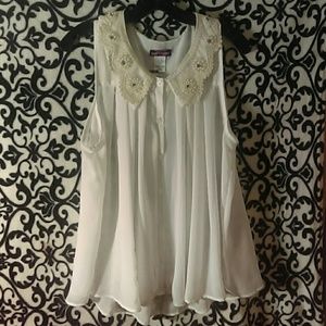 Sheer Shirt with Jeweled Collar