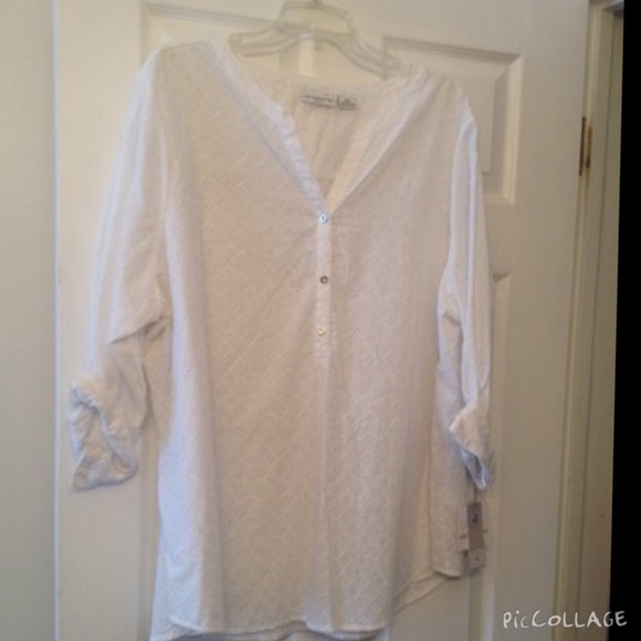 NWT Liz Claiborne white lace pattern blouse 2x