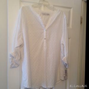 NWT Liz Claiborne white lace pattern blouse 2x