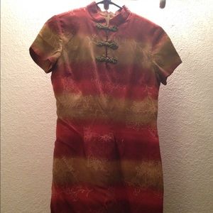 Vintage David Warren Asian inspired dress