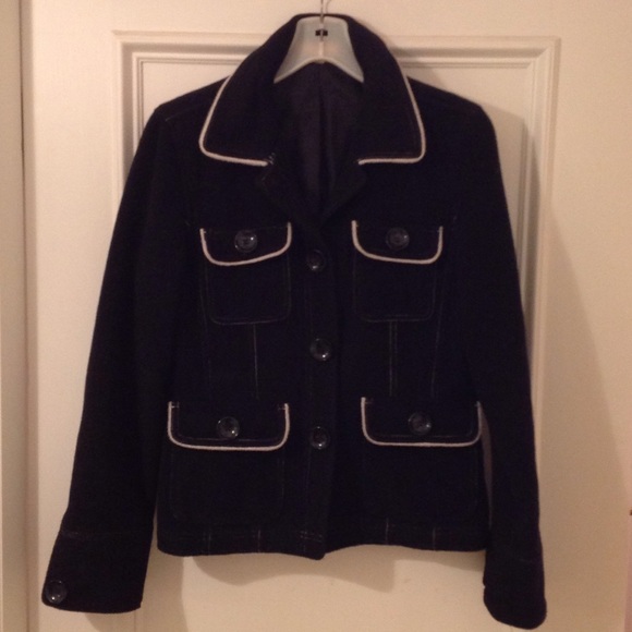 Tulle wool black navy jacket - Picture 1 of 4