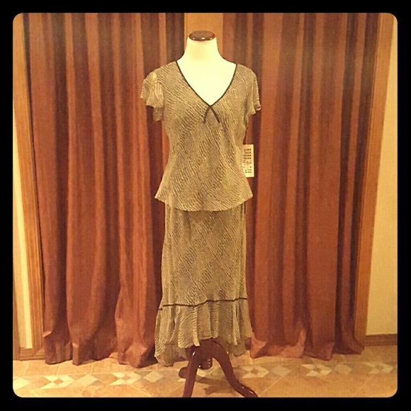 Stylish 100% silk skirt and blouse set