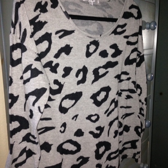 Papaya/ animal print sweater