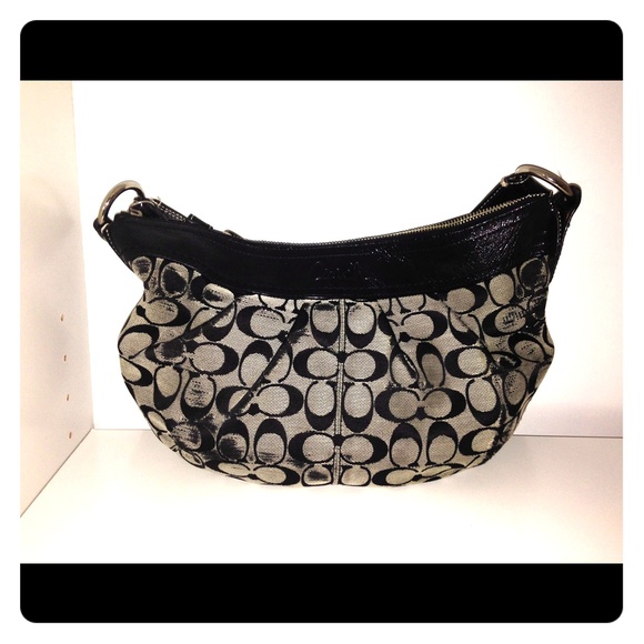 Gray and Black Coach Purse - Picture 1 of 4