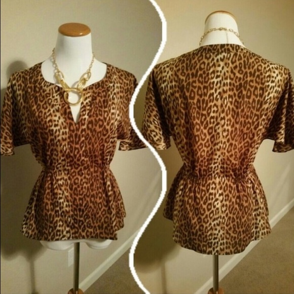 XXX DONATED XXX BCBGMAXAZRIA Leopard-Print Ruched Top Small