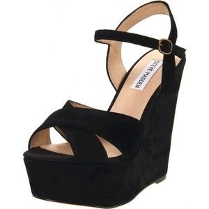 Steve Madden Wedge Sandals- Black