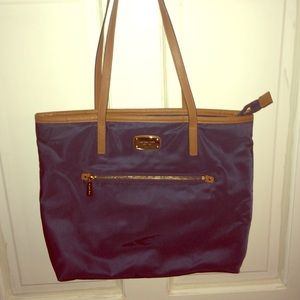Michael Kors Navy Zippered Tote Bag
