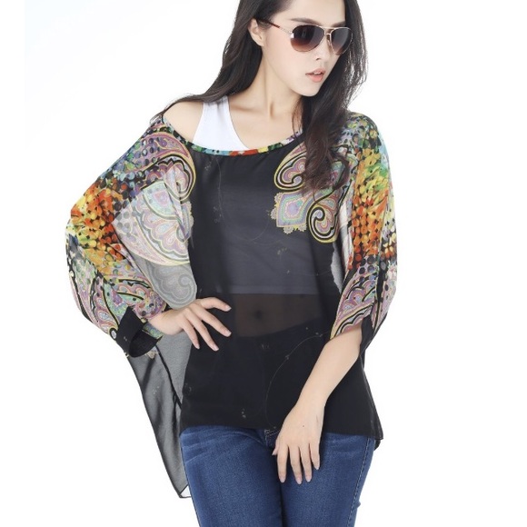 Batwing chiffon tunic