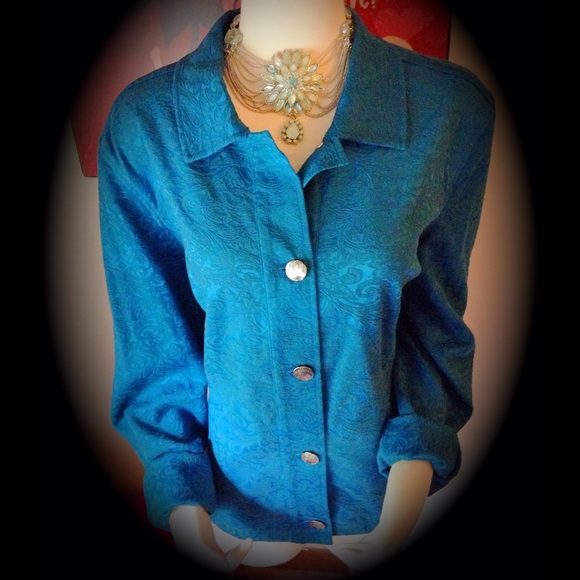 Electric Blue Button Down Blazer (B6) - Picture 2 of 4