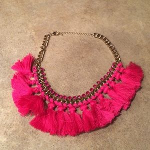 H&M hot pink tassel necklace