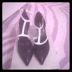 Kate Spade Saturday contrast t-strap heel.