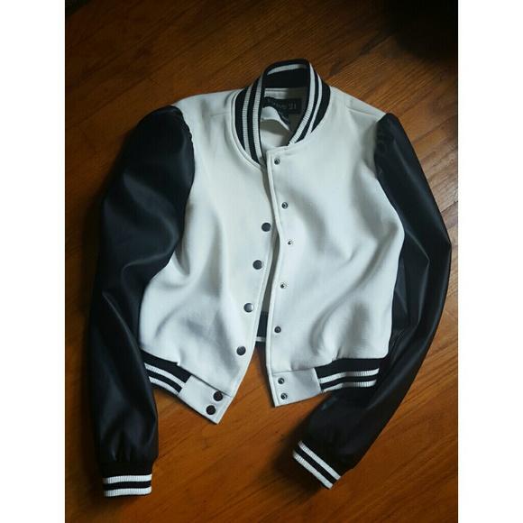 Black and white varsity jacket