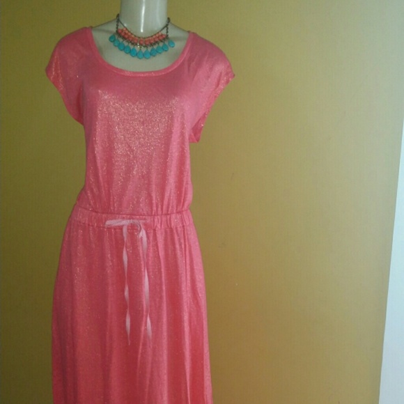 Salmon dress with shimmer. Available in M L & XL