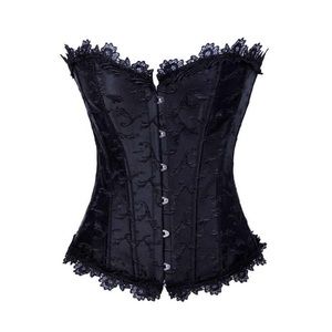 Black corset Black Metal Clasps and Black Lace