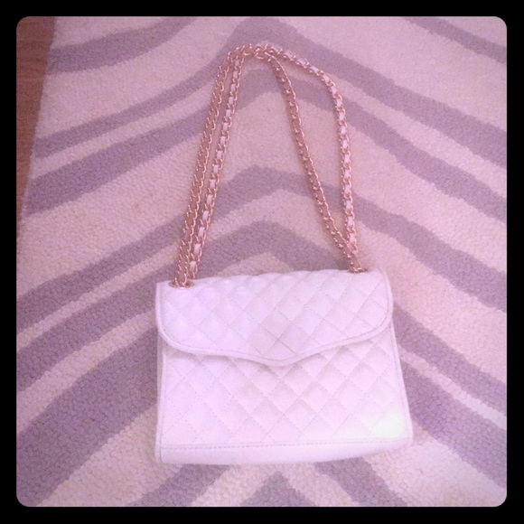 Rebecca Minkoff White Quilted Bag with Rose gold