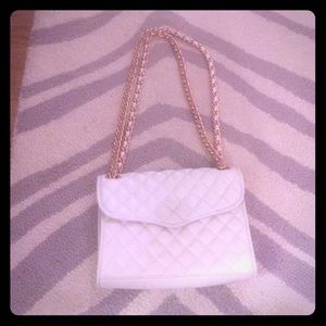 Rebecca Minkoff White Quilted Bag with Rose gold