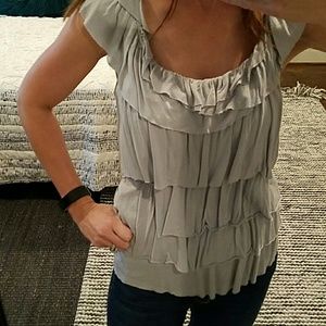 Gray J Crew ruffle top