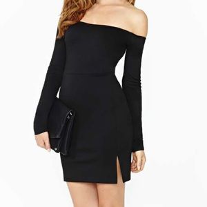 Nasty Gal black off the shoulder dress