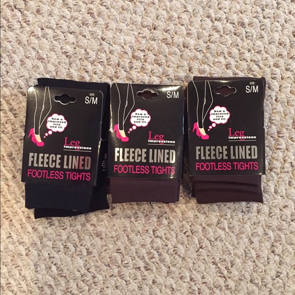 Three pair NWT Fleece Lined Leggings brown/black