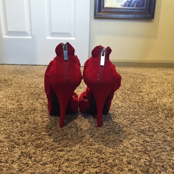 Red open toe heels