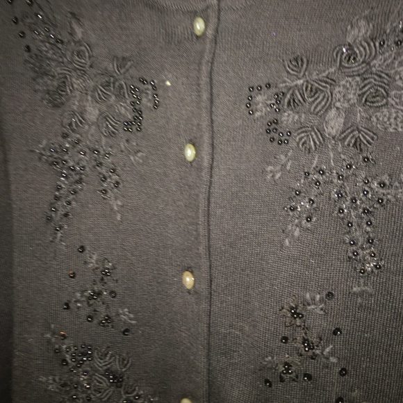 Lands End beaded black cotton sweater