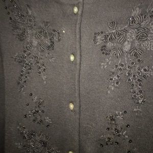 Lands End beaded black cotton sweater