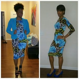 This lovely  blue floral print dress is available