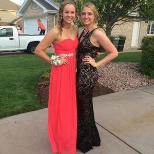 Long black lace dress