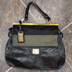 BADGLEY MISCHKA HOLLY HANDBAG: Black w. Gold